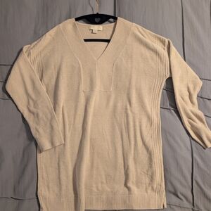 Barefoot Dreams Cozy Chic Ultra Lite V-Neck Sweater in Cream/Sand/Taupe Tunic XS